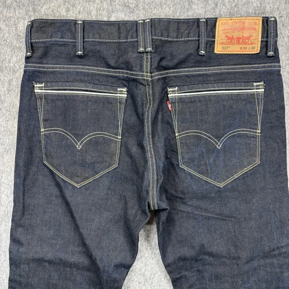 Levi's 527 Boot Cut Indigo Dark Wash Men's 38x26 Vintage Y2K Contrast Stitch